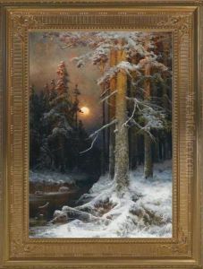 A Moonlit Forest, Winter by Iulii Iul'evich (Julius) Klever