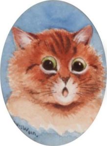 Study Of Cats Head's by Louis Wain