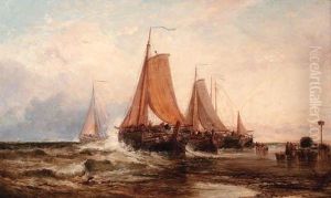 Unloading The Catch At Scheveningen, Holland by James Webb