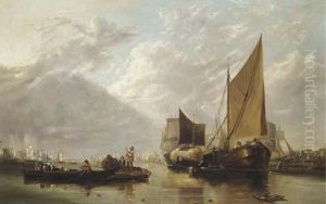Ships At Anchor In A Dutch Estuary