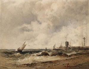 Shipping Off A Pier In Stormy Seas