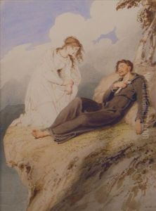 Man Clutching Across Being Visited By A Young Lady