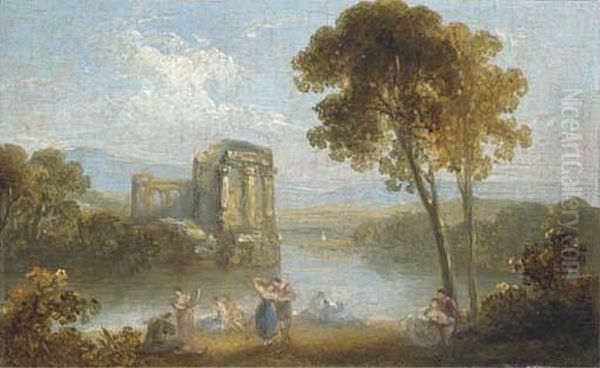 Figures Resting In An Italianate Landscape - view 1
