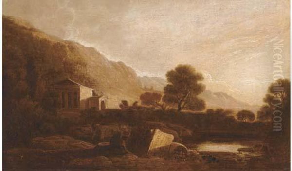 A Temple In An Italianate Landscape - view 1