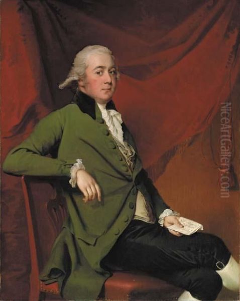 Portrait Of Edward Abney Of King
 Newton, Seated Three-quarter-length, In A Green Coat And Black 
Breeches, Holding A Letter In His Left Hand, Before A Red Curtain - view 1