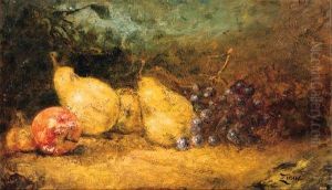 Grapes, Pears, Cherries And An Apple On A Table Grapes, Pears, Cherries And An Apple On A Table