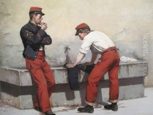 Soldats au lavoir