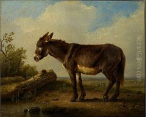 Landscape with donkey by Eugene Joseph Verboeckhoven