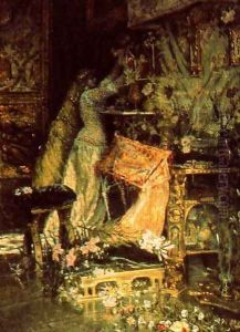 Dama adornando un altar by Antonio Munoz Degrain