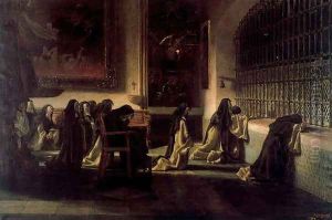 Monjas en oracion o La oracion by Antonio Munoz Degrain