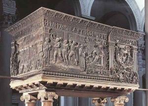 Pulpit on the left by Donatello (Donato di Niccolo)