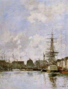 Le Havre, Le Bassin du Commerce by Eugene Boudin