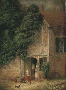 Feeding the Chickens by Frederick Daniel Hardy