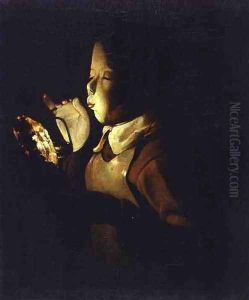 Boy blowing at a Lamp by Georges de La Tour