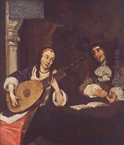 Woman Playing the Lute by Gerard Terborch