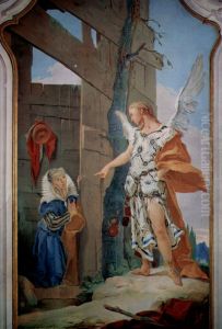 Frescoes of biblical scenes in the bishop's palace of Undine, scene, the appearance of the angel bef Frescoes of biblical scenes in the bishop's palace of Undine, scene, the appearance of the angel bef