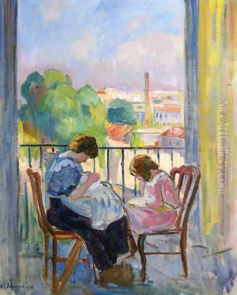 Girl Sewing at the Window by Henri Lebasque