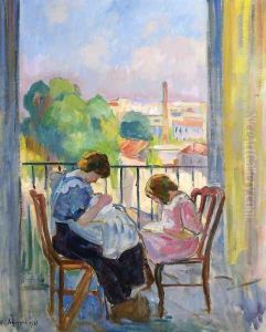 Girl Sewing at the Window thumbnail
