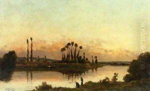 Washerwomen in an Extensive River Landscape