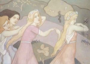 Four figures in a Landscape by John Duncan