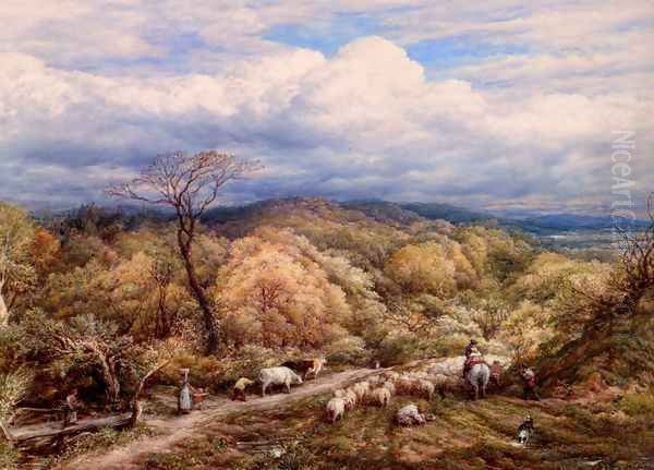 An Autumn Afternoon With Shepherd And Flock - view 1