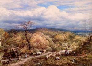 An Autumn Afternoon With Shepherd And Flock