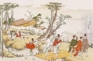 Courtiers Crossing a Bridge