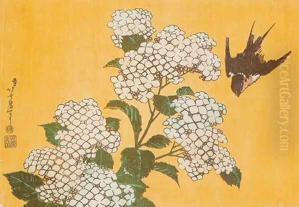 Hydrangea and Swallow - view 1
