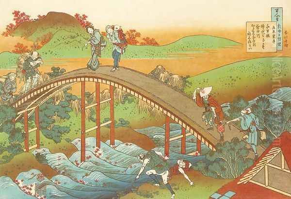People Crossing an Arched Bridge (Ariwara no Narihira) - view 1