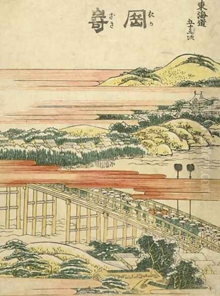 Samurai Procession Crossing over a Bridge - view 1