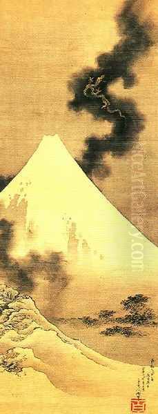 The dragon on Smoke Escaping from Mt Fuji - view 1