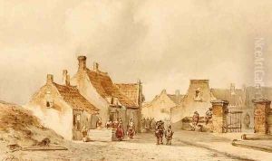 Figures in the Streets of a Dutch Coastal Town by Pieter Gerard Vertin