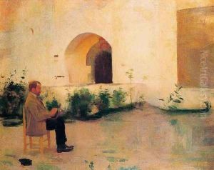 Pintor frente a la ermita del Vinyet