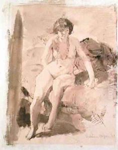 A Nude Girl Seated on a Bed, 1899