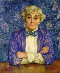 Madame van Rysselberghe in a Chedkered Bow Tie by Theo van Rysselberghe