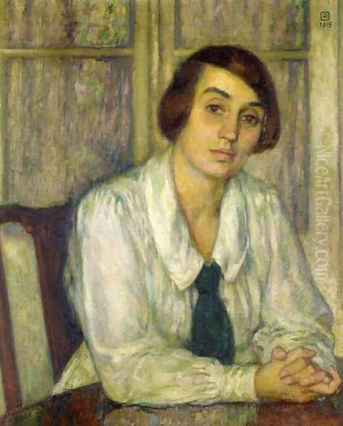 Portrait of Elizabeth van Rysselberghe, Seated, Her Hands on the Table - view 1