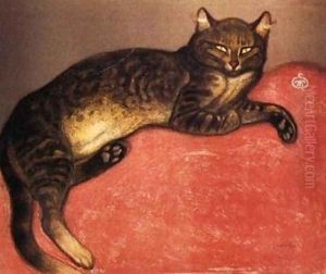 Cat on a Cushion Winter by Theophile Alexandre Steinlen