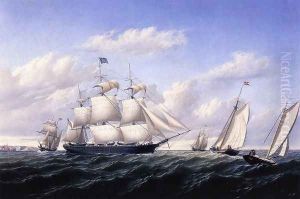 Whaleship 'Speedwell of Fairhaven, Outward Bound off Gay Head