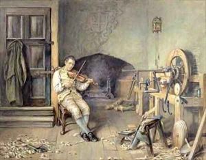 Samuel Crompton (1753-1827) Inventing his Spinning Mule by Alfred Walter Bayes