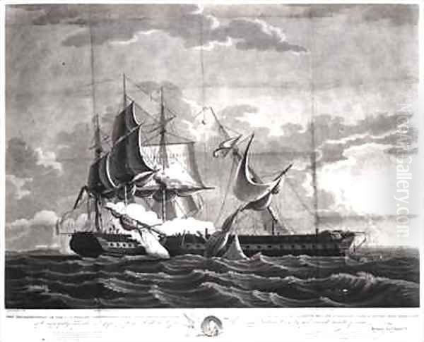 Representation of the US frigate, 'Constitution', Isaac Hull (1773-1843) Esq. Commander, Capturing His Britannic Majesty's Frigate, 'Guerriere', James R. Dacres, Esq. Commander - view 1