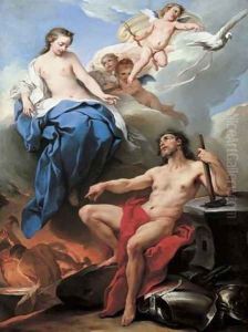 Venus requesting Vulcan to make arms for Aeneas