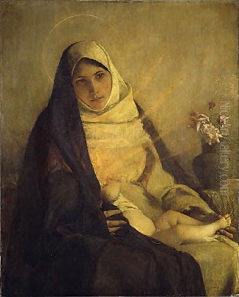 Madonna of the Rose 1885 by Pascal-Adolphe-Jean Dagnan-Bouveret