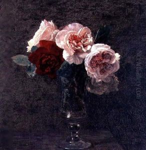 Still Life of Pink and Red Roses by Ignace Henri Jean Fantin-Latour