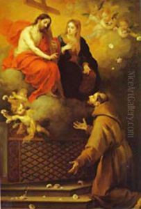 The Vision To St Francis At Porziuncola 1667 by Bartolome Esteban Murillo