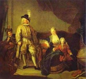 Portrait Of Baron Von Erlach With His Family 1711