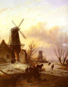 Figures on a bridge in a Dutch To