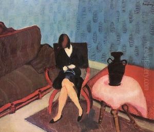 Woman in a Green Room 1927 by Paul Brill