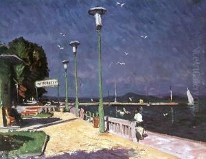 The Pier at Foldvar 1966 by Imre Amos