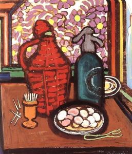 Table Still life with Demijohn 1946 by Eugene Galien-Laloue