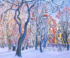 Snowy Square 1910 by Sidney Harold Meteyard